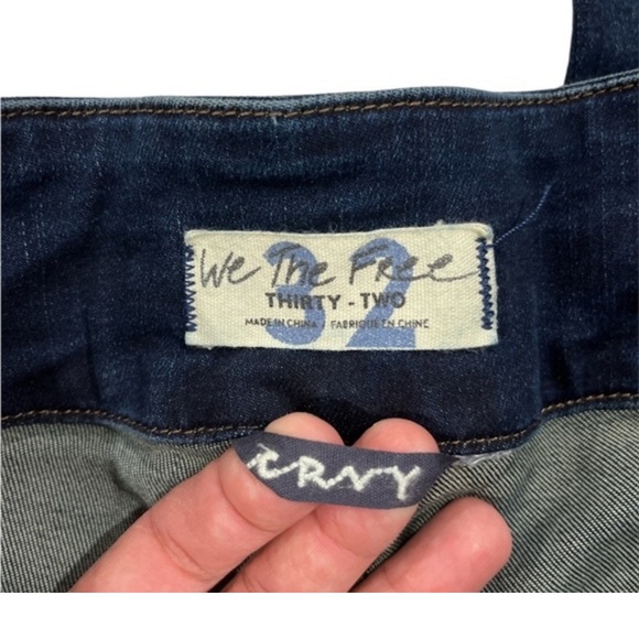 Free People We The Free Sz 32 blue High Rise Lace Up Jeans Lovers Knot - Picture 6 of 7